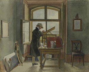 Johann Christoph Erhard in zijn studio, 1818