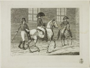 Manege en paarden door Johann Adolph Darnstedt