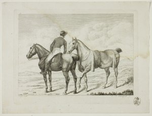 Manege en paarden door Johann Adolph Darnstedt