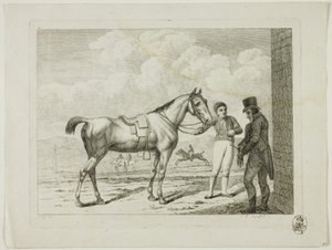 Manege en paarden door Johann Adolph Darnstedt