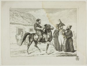 Manege en paarden door Johann Adolph Darnstedt