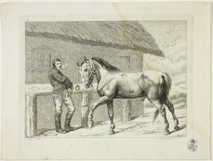 Manege en paarden door Johann Adolph Darnstedt