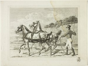 Manege en paarden door Johann Adolph Darnstedt