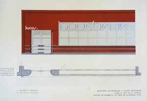 Boucherie Isothermique a Vitrine Refrigeree, L Savreux, Boutiques, Henry Delacroix, Editions S De Bonadona, Parijs, Eind jaren 1920, Pochoir Print