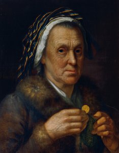 Oude vrouw met een dukaat