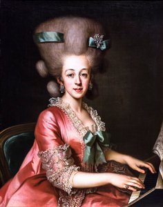 Portret van een klavecimbelspelende dame, laatste kwart 18e eeuw (Olieverf op doek)