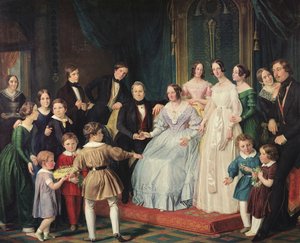 De familie Neuss, 1842 door Johann Baptist Joseph Bastine