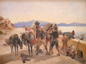 Rovers die reizigers aanvallen door Johann Baptist Kirner