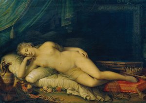 Venus, slapend op een rustbed door Johann Baptist Lampi d. J.