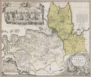 Kaart van Ingria met uitzicht op Sint-Petersburg door Johann Baptista Homann