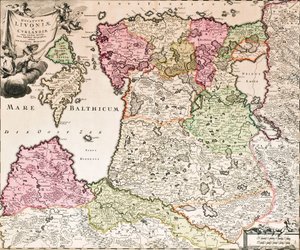 De Oostzee Uit: Baltikum Ducatuum Livoniae et Curlandiae cum vicinis Insulis Nova Exhibitio Geographica, ca. 1720