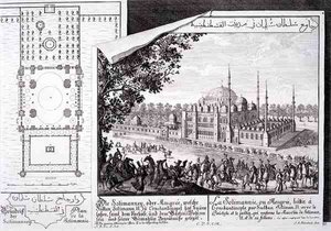 Plan en Uitzicht van de Suleymaniye Moskee, Istanbul, uit 