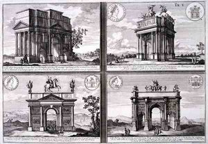 De Triomfboog van Catulus en Marius in Orange, De Boog van Domitianus, de Boog van Drusus en de Boog van Septimus Severus, uit 