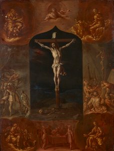 De gekruisigde Jezus en zeven bijbelse scènes door Johann Carl von Reslfeld
