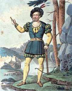 Franz von Schober als William Tell . 1837 (kleurengravure) door Johann Christian (after) Schoeller
