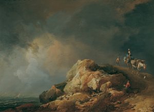 Kustlandschap met lastdieren door Johann Christian Brand