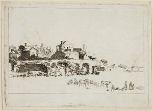 Landschap met hutten