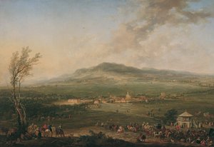 Laxenburg vanaf het Lusthaus op de Hanawiese richting Mödling