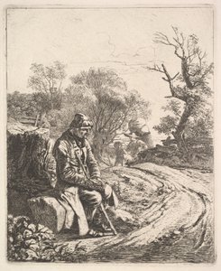 Een Oude Man Zittend langs de Weg, 1818