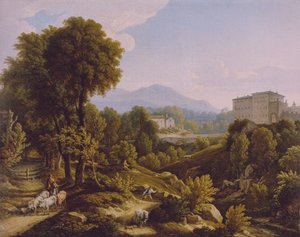 Duits: Landschap met uitzicht op het Palazzo Chigi in Ariccia.