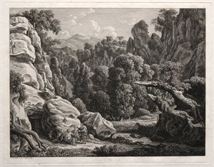 Heroïsch Landschap: Landschap met de Verzoeking van Christus door Johann Christian Reinhart