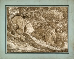 Rotsachtig Landschap met Pan die zijn Fluit speelt door Johann Christian Reinhart