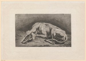 Slapende windhond door Johann Christian Reinhart