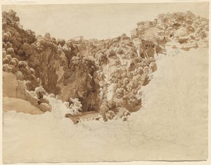 Tivoli en de Tempel van de Sibylle boven de Aniene Kloof door Johann Christian Reinhart