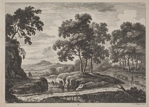 Panoramische rivierlandschappen met reizigers