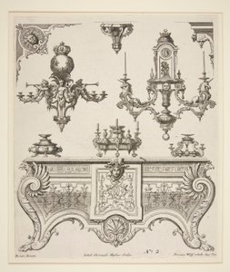 Blad met decoratieve ontwerpen door Johann Christoph Hafner
