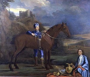 Portret van een renpaard en jockey, c.1690 door Johann Closterman