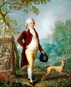 Een portret van een heer met zijn hond