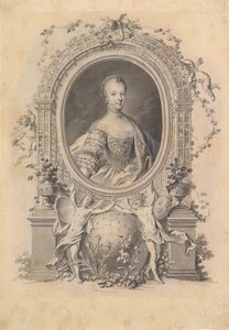 Portret van koningin Marie-Antoinette in een sierlijst, eind 18e eeuw