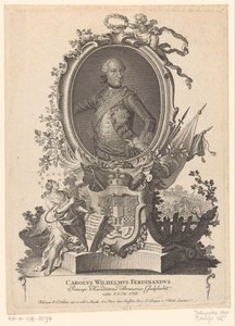 Portret van Karel Willem Ferdinand van Brunswijk-Wolfenbüttel door Johann Esaias Nilson