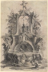 Rococo Fontein met Geliefden en de Vier Elementen door Johann Esaias Nilson