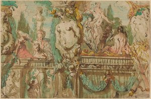 Een Plafondontwerp met Allegorische Figuren