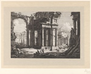 Ruïnes met de Farnese Hercules door Johann Ferdinand Hetzendorff von Hohenberg