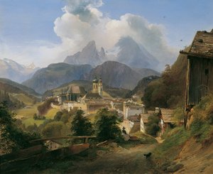 Berchtesgaden met de Watzmann door Johann Fischbach