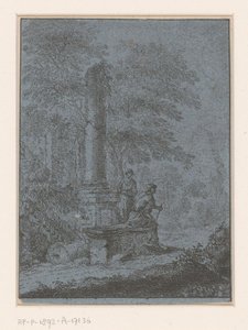 Landschap met ruïnes en twee figuren door Johann Friedrich Alexander Thiele