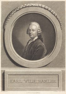 Karl Ramler door Johann Friedrich Bause after Anton Graff