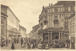 Uitzicht op Muhlendamm door Johann Friedrich Stock