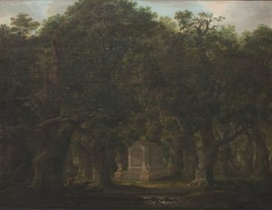 Monument in een eikenbos door Johann Friedrich Weitsch
