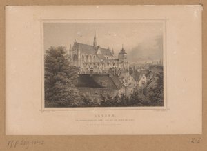 Gezicht op de Hooglandse Kerk te Leiden door Johann Gabriel Friedrich Poppel