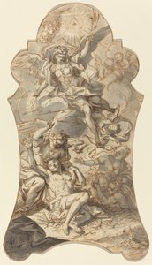 De heilige engelen die een kluizenaar beschermen tegen het kwaad door Johann Georg Bergmuller