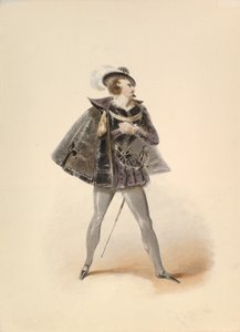 Kostuumstudie voor Belmonte in de ontvoering uit het serail door W.A. Mozart, ca. 1830-50