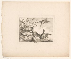 Landschap met zes eenden door Johann Georg Hertel (I) (possibly)
