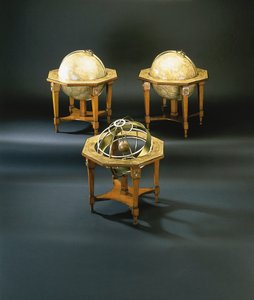 Een zeldzame 18e-eeuwse globe triplet, Neurenberg door Johann Georg Klinger
