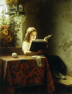 Een Meisje Leest, 1871 door Johann Georg Meyer