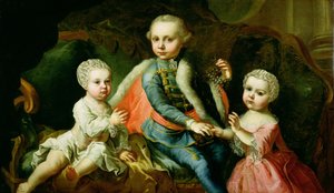 Drie Kinderen Zittend op een Bank, vermoedelijk leden van de Esterhazy Familie, 1771