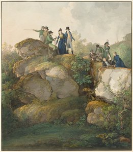 Een koninklijk gezelschap bewondert de zonsondergang op de Hesselberg door Johann Georg von Dillis